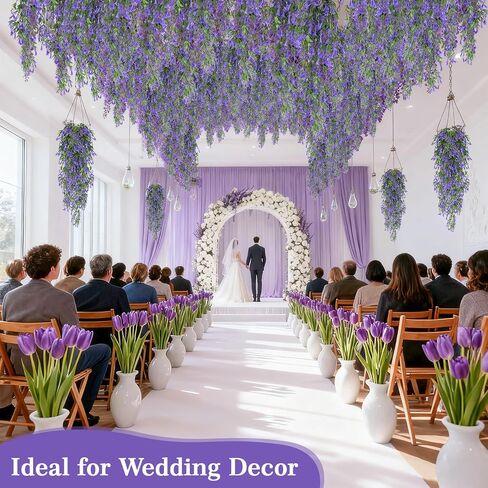 RAINFLOW Artificial Hanging Flowers for Outdoors - Lifelike Fake Outdoor Plant with 135 Mini Lily Flower, Realistic Fake Flowers for Shelf Porch Patio Garden Wedding Party DIY Decoration in Kuwait