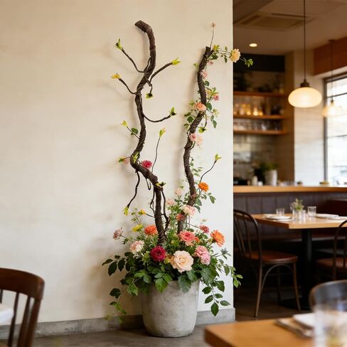 2PCS 55.1inch Bendable Thick Artificial Tree Branches Long Flexible Branch with Leaves Fake Thick Trunk Vine Stems for Wall Hanging Reptile Climbing Indoor Outdoor Arch Home Garden Decor in Saudi Arabia