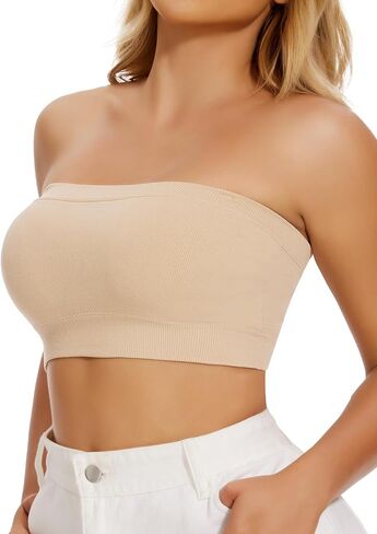 JOYSHAPER Strapless Bras for Women Wireless Bandeau Bra Push Up Bra Anti-Slip Strapless Tube Top Padded Bralette、 in Saudi Arabia