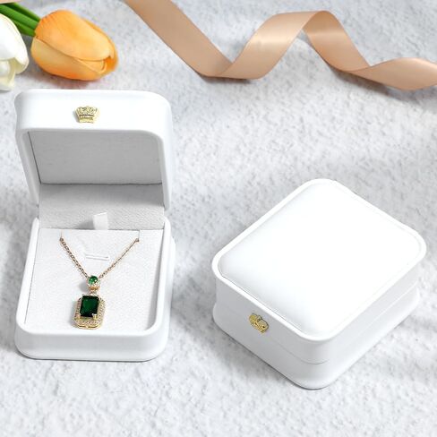 Set of 12 White Necklace Boxes for Jewelry Gift, Premium PU Leather Necklace Jewelry Gift Box with Velvet Interior for Pendant, Engagement, Wedding, Valentine's Day in Saudi Arabia