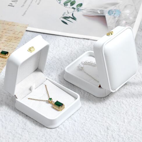 Set of 12 White Necklace Boxes for Jewelry Gift, Premium PU Leather Necklace Jewelry Gift Box with Velvet Interior for Pendant, Engagement, Wedding, Valentine's Day in Saudi Arabia