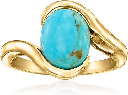 Ross-Simons Turquoise Swirl Ring in 18kt Gold Over Sterling in Saudi Arabia
