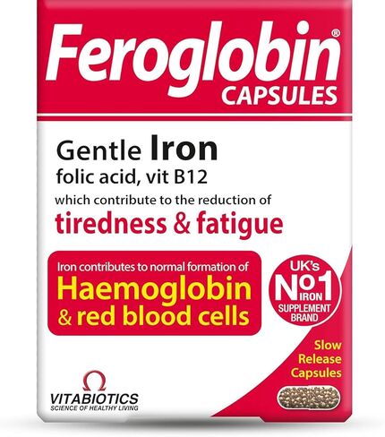 UK's Feroglobin Capsules | Gentle Iron - Reduce Tiredness & Fatigue (Pack of 1) in Saudi Arabia