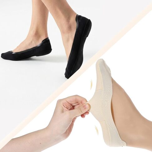 6 Pairs No Show Socks for Women with Sponge Padding, Non Slip Invisible Flat Socks, Soft Breathable No Show Liner Sock for Work, Running, Yoga, Sports, and Everyday Wear in Saudi Arabia