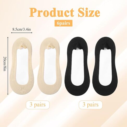 6 Pairs No Show Socks for Women with Sponge Padding, Non Slip Invisible Flat Socks, Soft Breathable No Show Liner Sock for Work, Running, Yoga, Sports, and Everyday Wear in Saudi Arabia