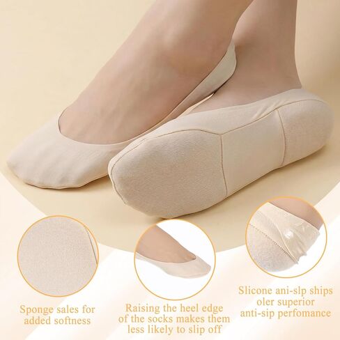 6 Pairs No Show Socks for Women with Sponge Padding, Non Slip Invisible Flat Socks, Soft Breathable No Show Liner Sock for Work, Running, Yoga, Sports, and Everyday Wear in Saudi Arabia