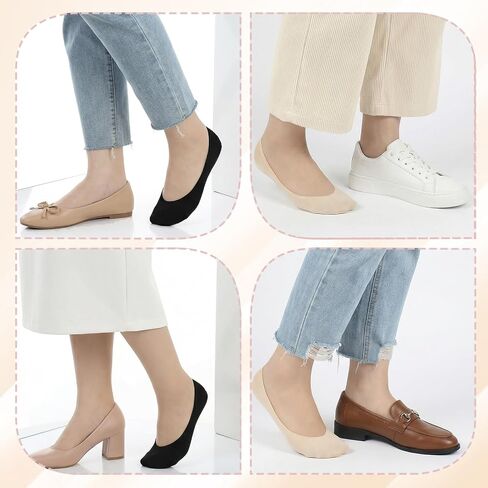 6 Pairs No Show Socks for Women with Sponge Padding, Non Slip Invisible Flat Socks, Soft Breathable No Show Liner Sock for Work, Running, Yoga, Sports, and Everyday Wear in Saudi Arabia