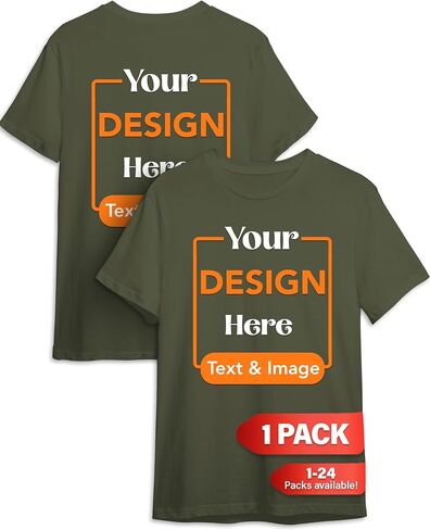 Custom T-Shirts - Design Your Own Shirt - Front and Back Printing on Shirts for Adult - Add Your Image Photo Logo Text Number in Saudi Arabia