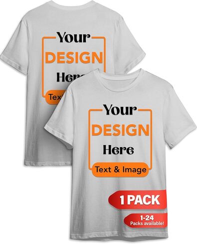 Custom T-Shirts - Design Your Own Shirt - Front and Back Printing on Shirts for Adult - Add Your Image Photo Logo Text Number in Saudi Arabia