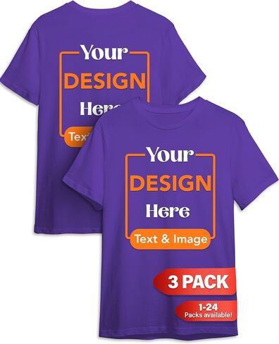Custom T-Shirts - Design Your Own Shirt - Front and Back Printing on Shirts for Adult - Add Your Image Photo Logo Text Number in Saudi Arabia
