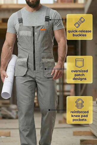 UNIONWORKWEAR PRO Men's Water-Resistant Utility Bib Overalls in Saudi Arabia