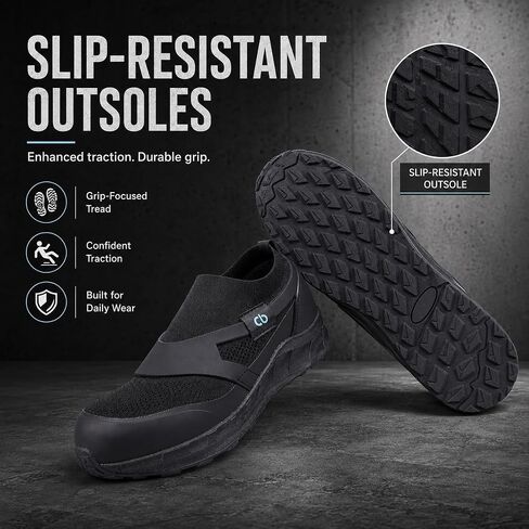Apex Men's Slip-On Steel Toe Safety Shoes, Slip-On Work Sneakers, Lightweight Breathable Knit, Comfortable Industrial Work Shoes for Warehouse, Garage, Workshop and Athletic Everyday Wear in Kuwait