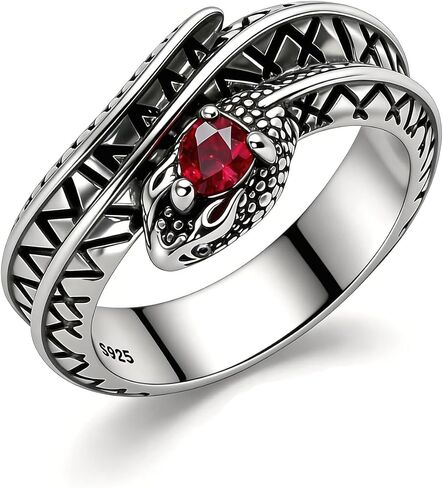HAIXIAN Innovation Retro Snake Inlaid with 7A grade Zircon Gemstones Ring,S925 Sterling Silver Punk Gothic Cocktail Party Creative Snake Ring for Women in Saudi Arabia