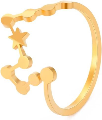 Stainless Steel Adjustable 12 Zodiac Sign Rings for Women Constellation Ring Gift for Girlfriend Birthday in Saudi Arabia