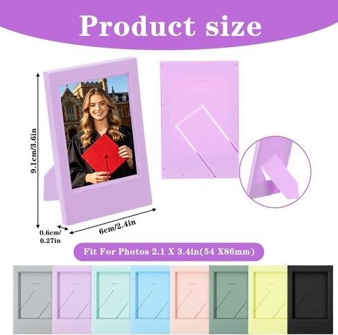 Kenaeeo 24 Pack Small Picture Frames 2x3 Mini Picture Frames for Fujifilm Instax Mini Film Polaroid Frame Colorful Tabletop Photo Display with Stand, Home Office Decor in Saudi Arabia