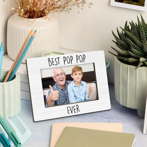 Best Pop Pop Ever Gift Picture Frame, Grandpa Gifts for Papa Grandad from Grandkids Granddaughter, Grandfather Presents for Fathers Day Photo Frame 4x6 Horizontal Photo for Tabletop Display in Saudi Arabia