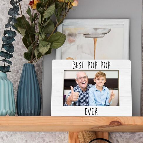 Best Pop Pop Ever Gift Picture Frame, Grandpa Gifts for Papa Grandad from Grandkids Granddaughter, Grandfather Presents for Fathers Day Photo Frame 4x6 Horizontal Photo for Tabletop Display in Saudi Arabia