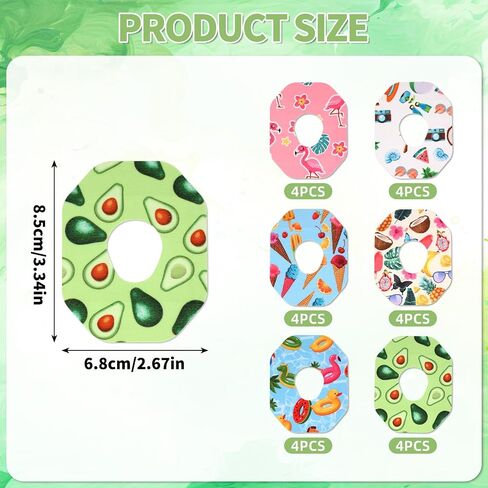 24pcs Adhesive Over Patches for Dexcom G7, Summer Theme Waterproof Sensor Covers Stickers with 6 Style Breathable Adhesive Tape Patches for Dexcom Accessories in Saudi Arabia