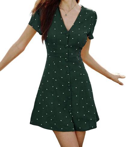 RIHOAS Womens V Neck Button-up Shirt Mini Dress for Women | A-Line Slim Fit Casual Office Work Dress 2026 in Saudi Arabia