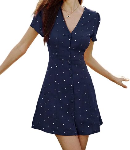 RIHOAS Womens V Neck Button-up Shirt Mini Dress for Women | A-Line Slim Fit Casual Office Work Dress 2026 in Kuwait