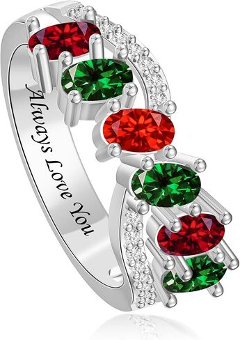 925 Sterling Silver Birthstone Rings Engraved Mothers Ring with 1-6 Names Personalized Infinity Family Ring for Women Mothers Day Gift for Mom Grandma Wife in Saudi Arabia