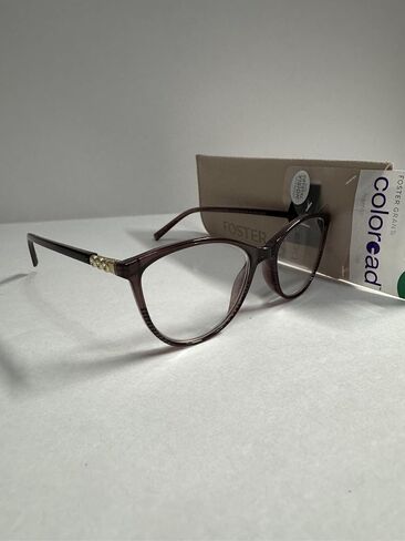 Foster Grant Coloread Reading Glasses, Cat Eye Frame, rose brown. Crystal Vision FGLR24 +1.75 in Kuwait