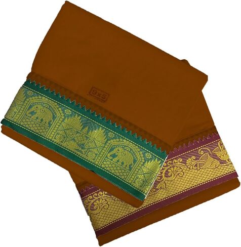 Compatible PRAKASAM COTTON Mens Panchakacham 9X5 Unbleached Cotton Colour Dhoti + Towel set (KAVI) in Kuwait