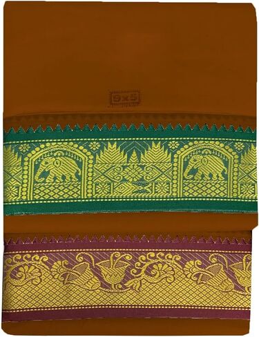 Compatible PRAKASAM COTTON Mens Panchakacham 9X5 Unbleached Cotton Colour Dhoti + Towel set (KAVI) in Kuwait
