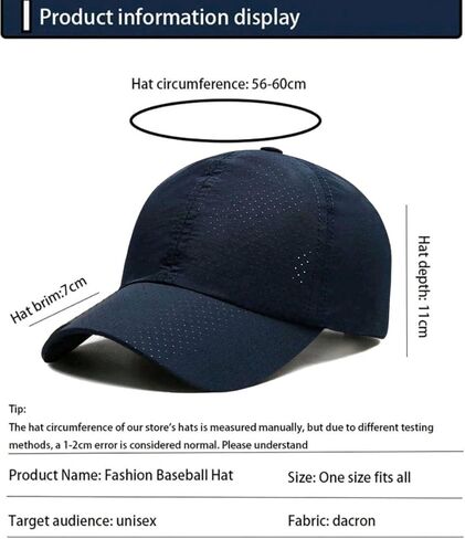 Quick Dry Sun Hat, Baseball Cap Mesh Lightweight Summer Hat for Men Women Unisex Running Fishing Biking Outdoor Sports in Kuwait