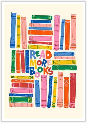 Colorful Read More Books Wall Art Modern Kids Motivational Book Poster Print Positive Reading Nook Canvas Decor Academia Aesthetic Nursery Library Classroom Kids Room 12x16 Inch Unframed in Saudi Arabia