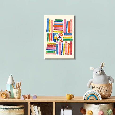 Colorful Read More Books Wall Art Modern Kids Motivational Book Poster Print Positive Reading Nook Canvas Decor Academia Aesthetic Nursery Library Classroom Kids Room 12x16 Inch Unframed in Saudi Arabia
