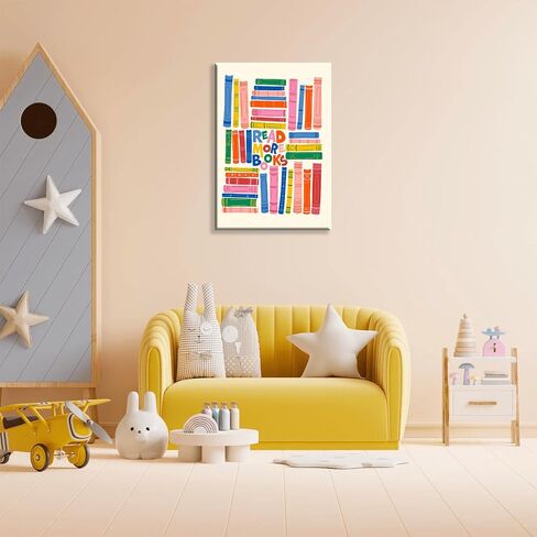 Colorful Read More Books Wall Art Modern Kids Motivational Book Poster Print Positive Reading Nook Canvas Decor Academia Aesthetic Nursery Library Classroom Kids Room 12x16 Inch Unframed in Saudi Arabia