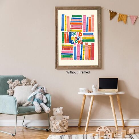 Colorful Read More Books Wall Art Modern Kids Motivational Book Poster Print Positive Reading Nook Canvas Decor Academia Aesthetic Nursery Library Classroom Kids Room 12x16 Inch Unframed in Saudi Arabia
