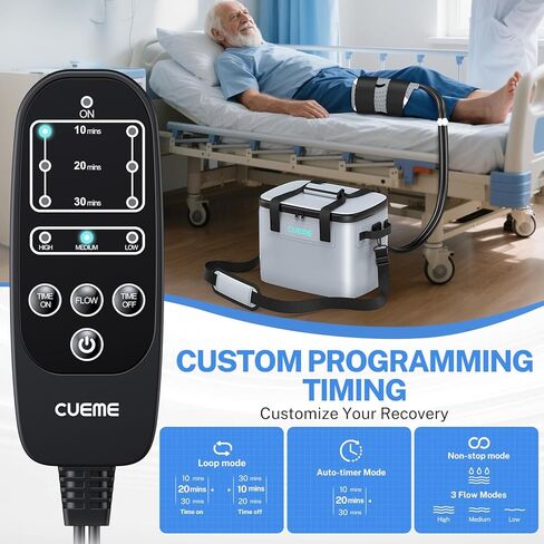 CUEME Ice Machine for Knee After Surgery, Programmable Timer Cold Therapy Machine for Knee Replacement with Enlarged Compression Pad (14.37'' X 13.98''), Cryotherapy Pain Relief for Shoulder/Hip/Ankle in Saudi Arabia