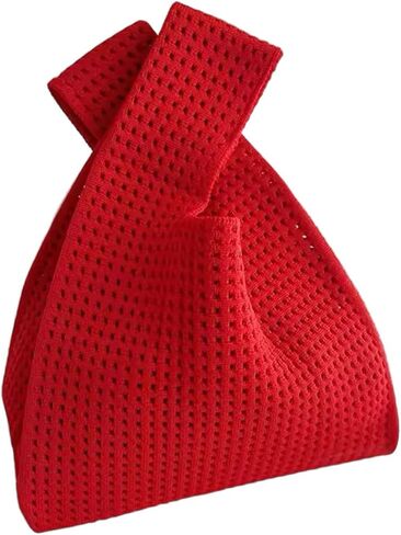 Women's Knot Wristlet Knitted Bag Hollow Out Crochet Tote Bag Small Wrist Bag Sleeve Knot Pouch in Saudi Arabia