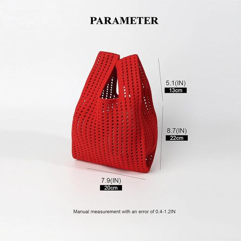 Women's Knot Wristlet Knitted Bag Hollow Out Crochet Tote Bag Small Wrist Bag Sleeve Knot Pouch in Saudi Arabia