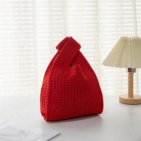 Women's Knot Wristlet Knitted Bag Hollow Out Crochet Tote Bag Small Wrist Bag Sleeve Knot Pouch in Saudi Arabia