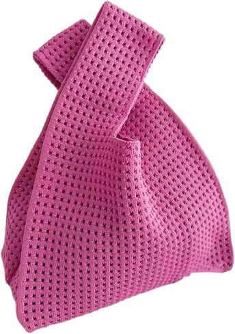 Women's Knot Wristlet Knitted Bag Hollow Out Crochet Tote Bag Small Wrist Bag Sleeve Knot Pouch in Saudi Arabia