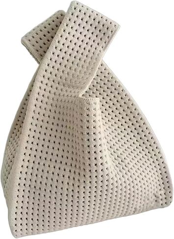 Women's Knot Wristlet Knitted Bag Hollow Out Crochet Tote Bag Small Wrist Bag Sleeve Knot Pouch in Saudi Arabia