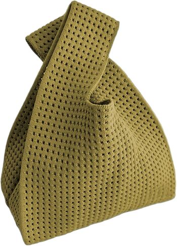 Women's Knot Wristlet Knitted Bag Hollow Out Crochet Tote Bag Small Wrist Bag Sleeve Knot Pouch in Saudi Arabia