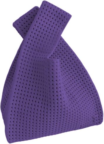 Women's Knot Wristlet Knitted Bag Hollow Out Crochet Tote Bag Small Wrist Bag Sleeve Knot Pouch in Saudi Arabia