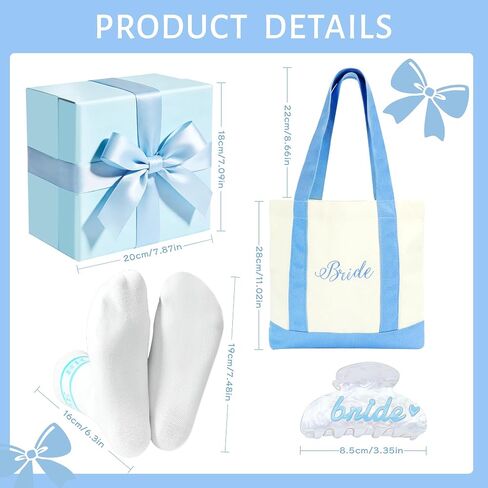 Bride To Be Gift Set,Bachelorette Gifts for Bride, Bride Tote Bag, Bridal Socks, Bride Claw Clip For Bachelorette Party Supplie, Women Engagement Wedding Bridesmaid Gifts in Saudi Arabia