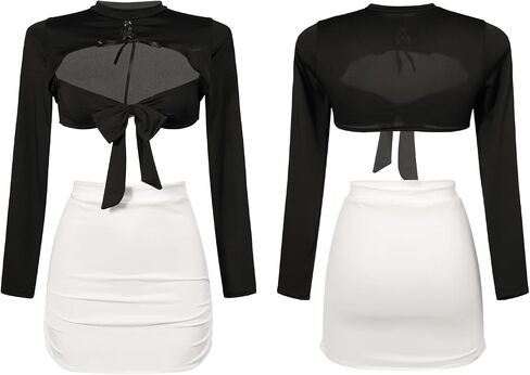 ROSVAJFY Women's Office Secretary Outfit Sexy Cosplay Lingerie Set Naughty Teacher Roleplay Uniform Office Lady Costume Halloween Underwear Babydoll Set Tight-Fitting Cutout Crop Top + Bodycon Skirt in Saudi Arabia