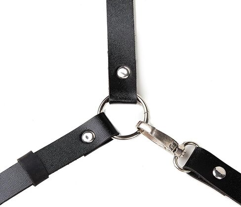 Women Punk Gothic Full-Body Harness – Adjustable Faux Leather Strappy Chest, Waist & Leg Belt with Metal Rings Sexy Festival, Rave, Clubwear, Cosplay Halloween, Mardi Gras Carnival Valentine's Gift in Saudi Arabia