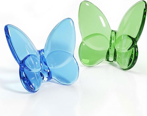 2 Pack Crystal Butterfly Figurines, Glass Butterfly Figurines Decor for Home Office Desk, Handcrafted Crystal Animal Figurines, Butterfly Gifts for Women, (Blue + Green) in Saudi Arabia