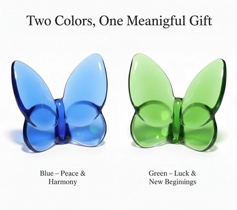 2 Pack Crystal Butterfly Figurines, Glass Butterfly Figurines Decor for Home Office Desk, Handcrafted Crystal Animal Figurines, Butterfly Gifts for Women, (Blue + Green) in Saudi Arabia