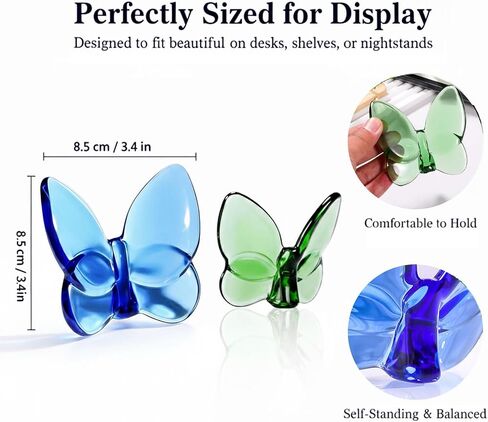 2 Pack Crystal Butterfly Figurines, Glass Butterfly Figurines Decor for Home Office Desk, Handcrafted Crystal Animal Figurines, Butterfly Gifts for Women, (Blue + Green) in Saudi Arabia