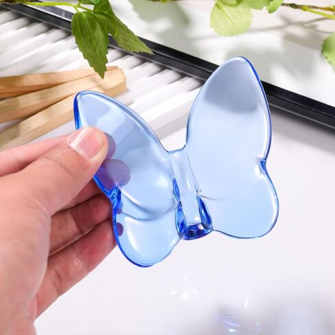 2 Pack Crystal Butterfly Figurines, Glass Butterfly Figurines Decor for Home Office Desk, Handcrafted Crystal Animal Figurines, Butterfly Gifts for Women, (Blue + Green) in Saudi Arabia