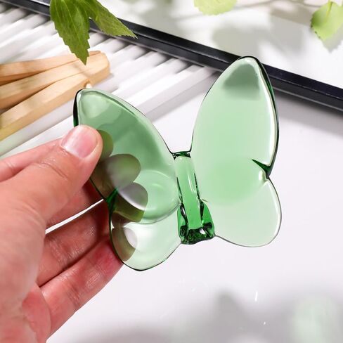 2 Pack Crystal Butterfly Figurines, Glass Butterfly Figurines Decor for Home Office Desk, Handcrafted Crystal Animal Figurines, Butterfly Gifts for Women, (Blue + Green) in Saudi Arabia