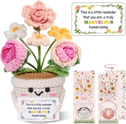 Thank You Gifts for Women - Handmade Positive Tulips Flowers, Emotional Support Crochet, Appreciation Gift for Coworker Teacher Nurse Retirement Leaving Job (Thank You) in Saudi Arabia